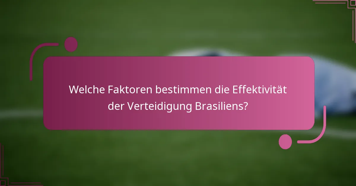 Welche Faktoren bestimmen die Effektivität der Verteidigung Brasiliens?